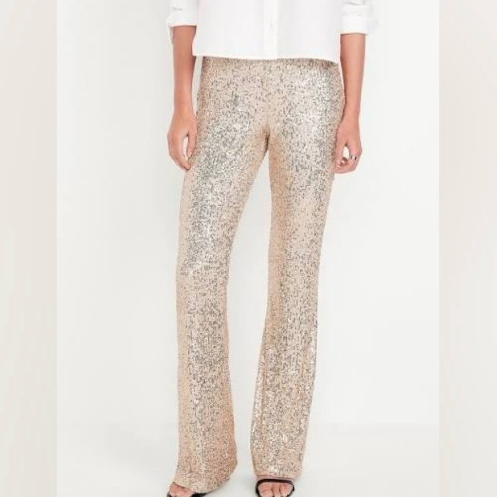 Old Navy Sequin Wide Leg Pants - Silver
